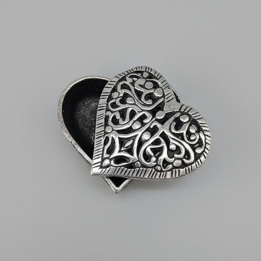 Heart Shaped Metallic Open-work Trinket Box
