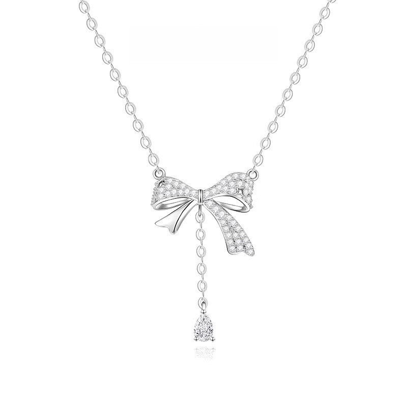 Sterling Silver Bow Motif Necklace
