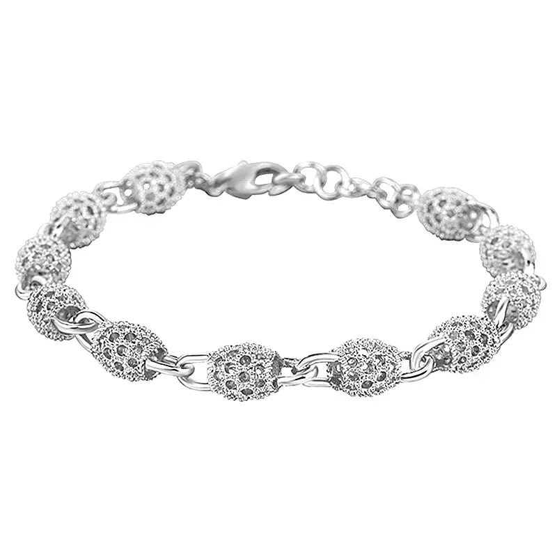Hollow Ball Silver Adjustable Bracelet
