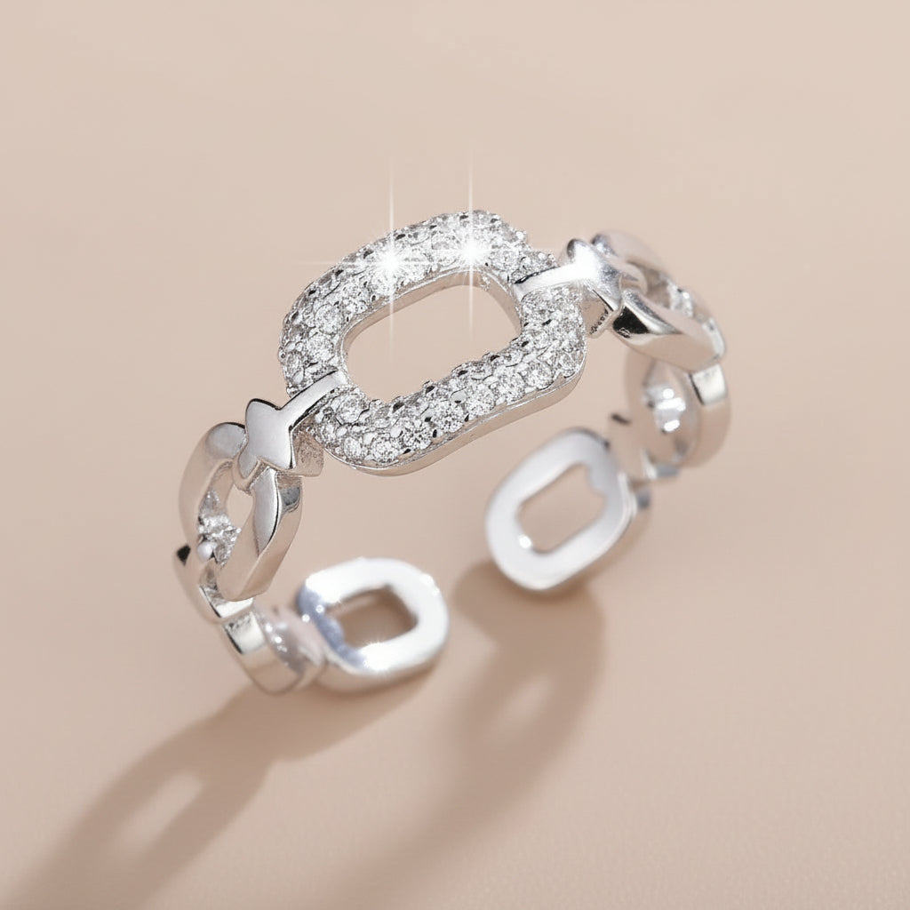 Chain Buckle Square Adjustable Ring For Women