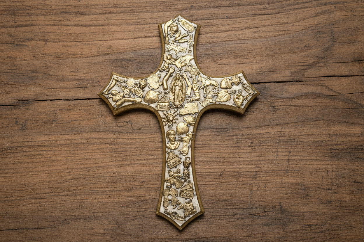 Large Wooden Crosses  with Milagros