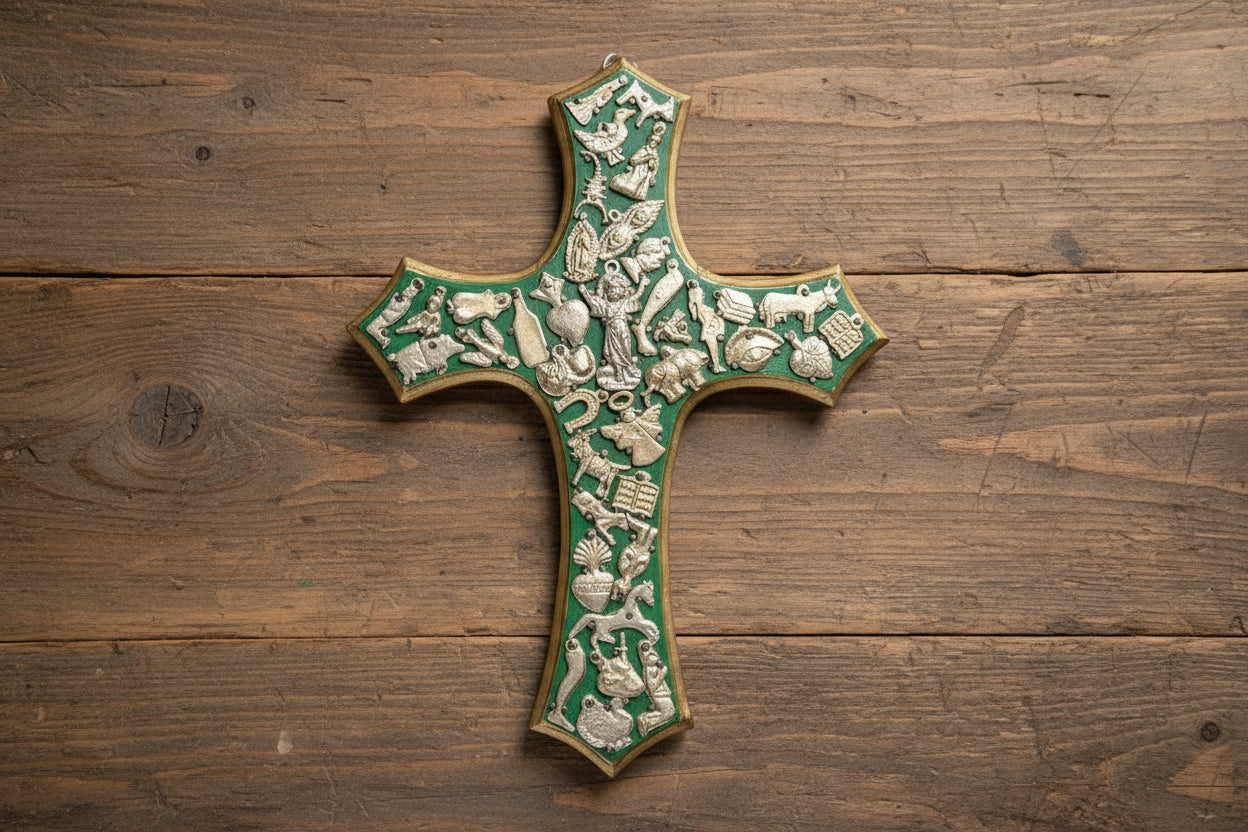 Large Wooden Crosses  with Milagros