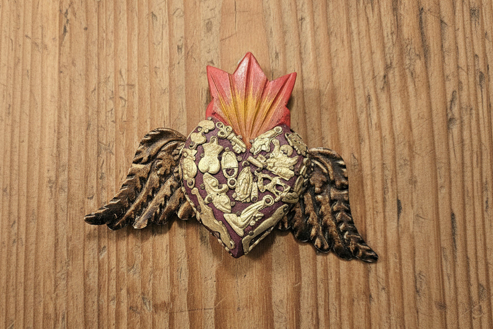 Small Sacred Harts with Tin Wings and Milagros