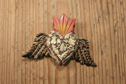 Small Sacred Harts with Tin Wings and Milagros