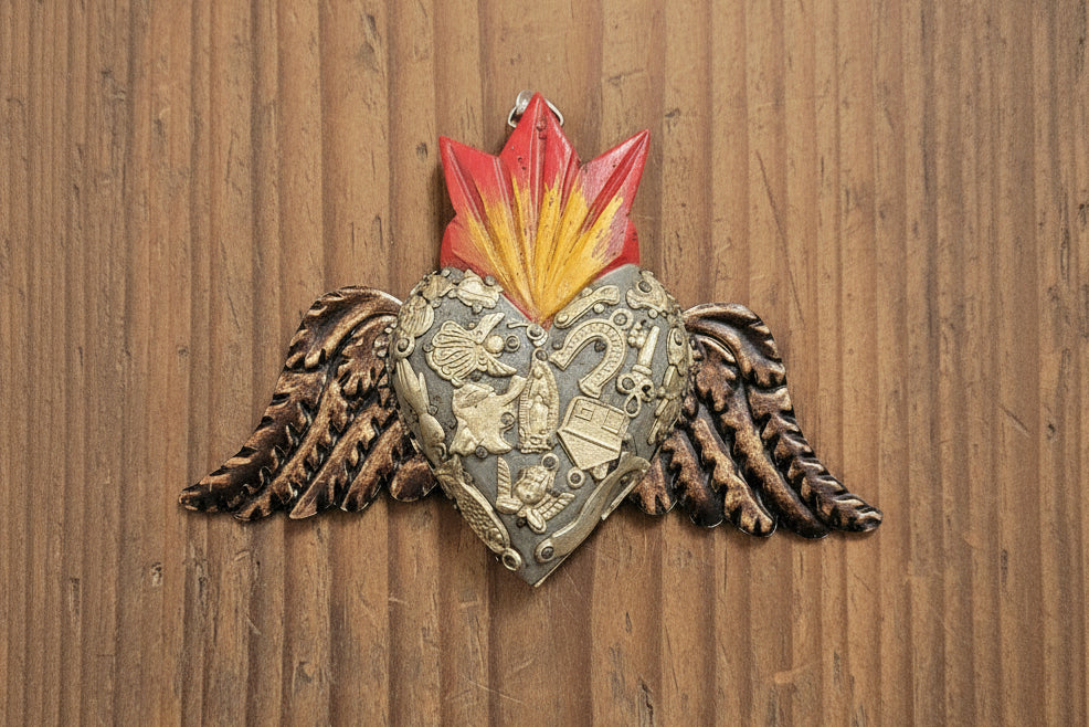 Small Sacred Harts with Tin Wings and Milagros