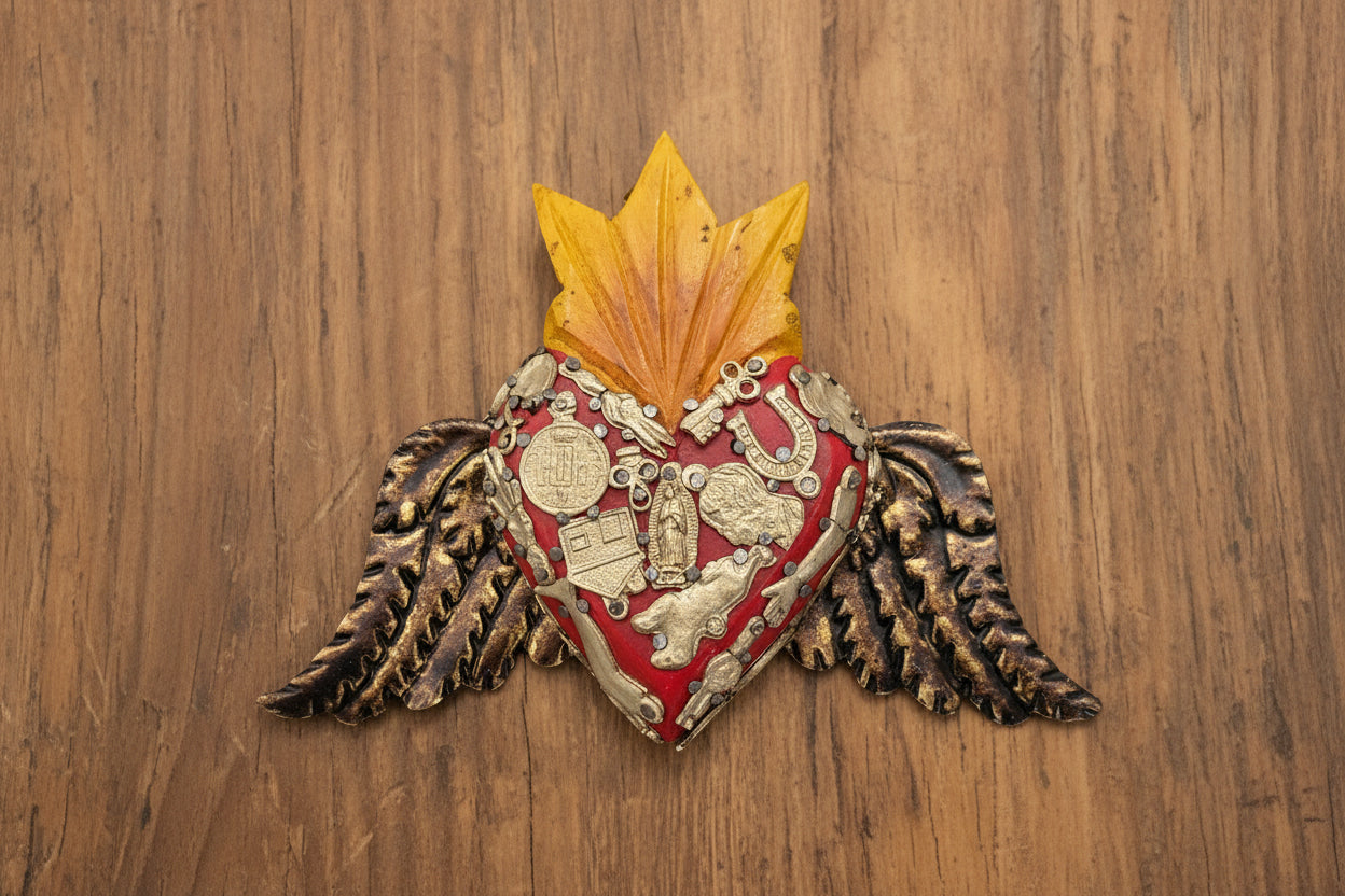 Small Sacred Harts with Tin Wings and Milagros