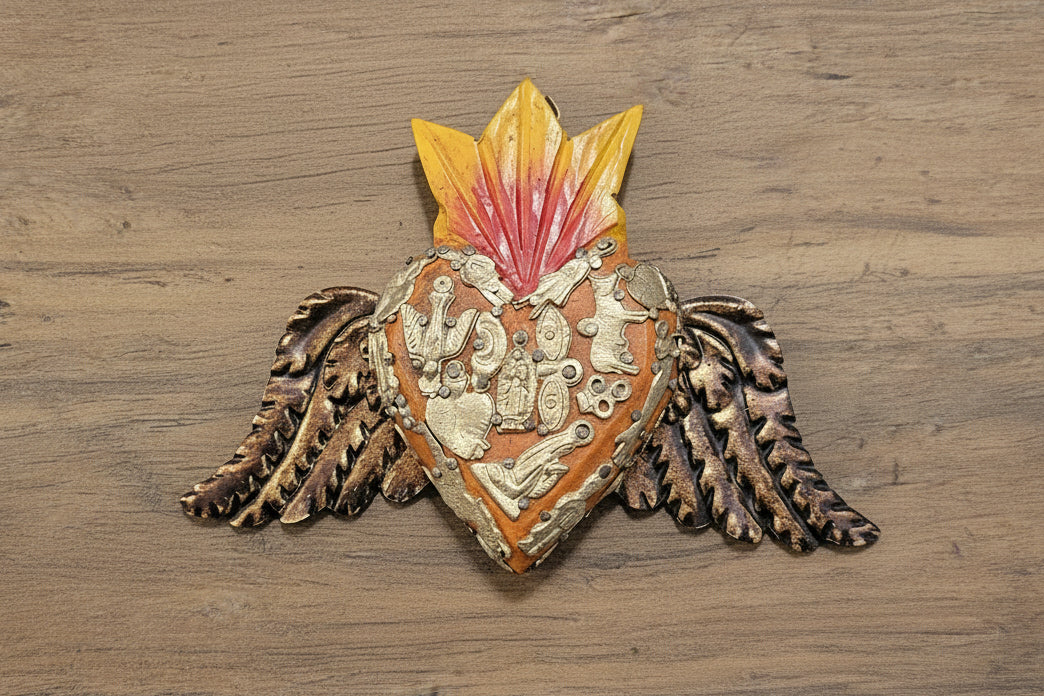 Small Sacred Harts with Tin Wings and Milagros