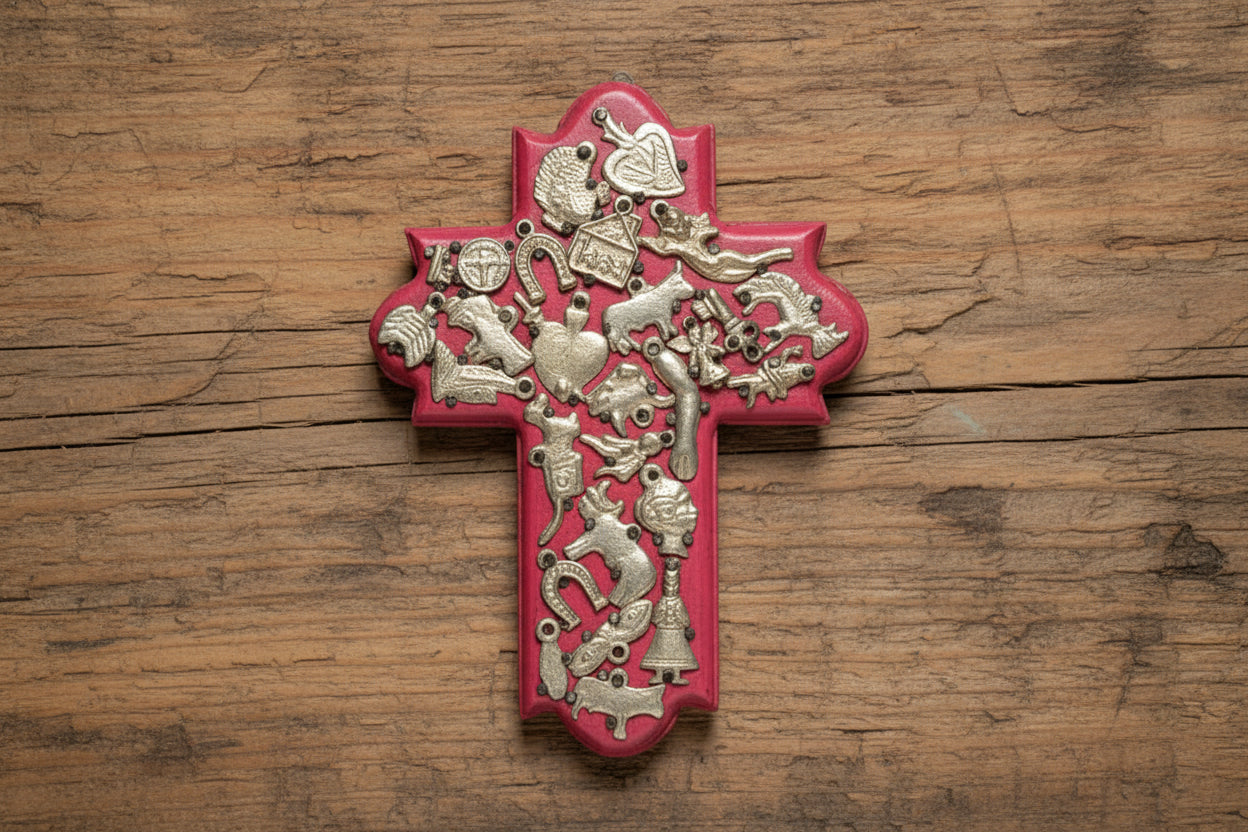 Medium  Wall Cross with Milagros