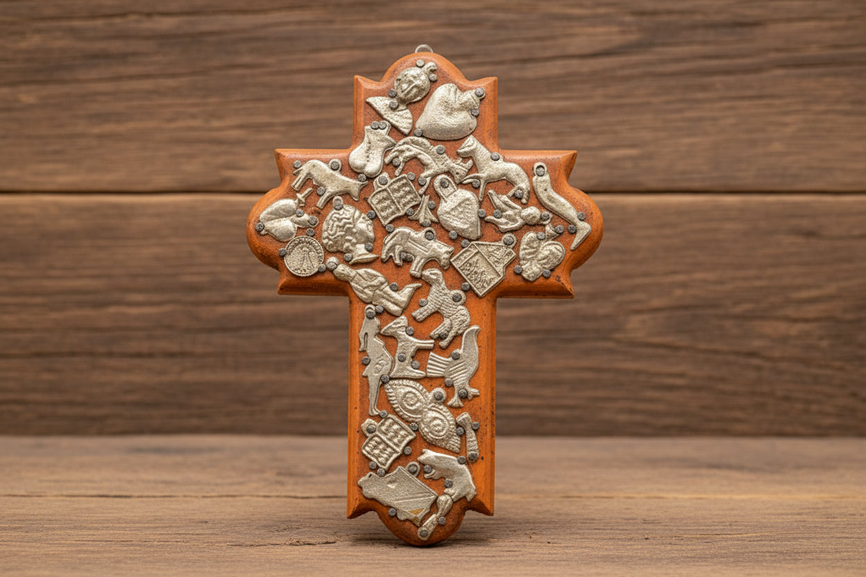 Medium  Wall Cross with Milagros