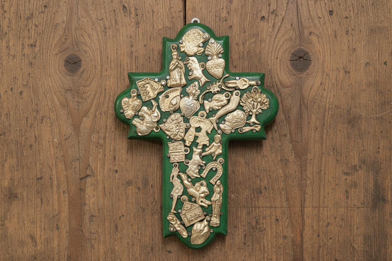 Medium  Wall Cross with Milagros