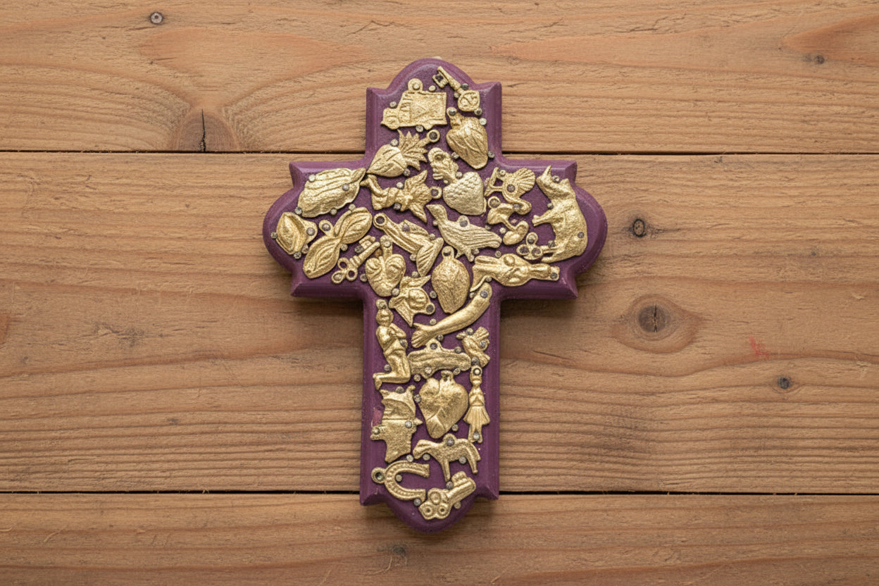 Medium  Wall Cross with Milagros