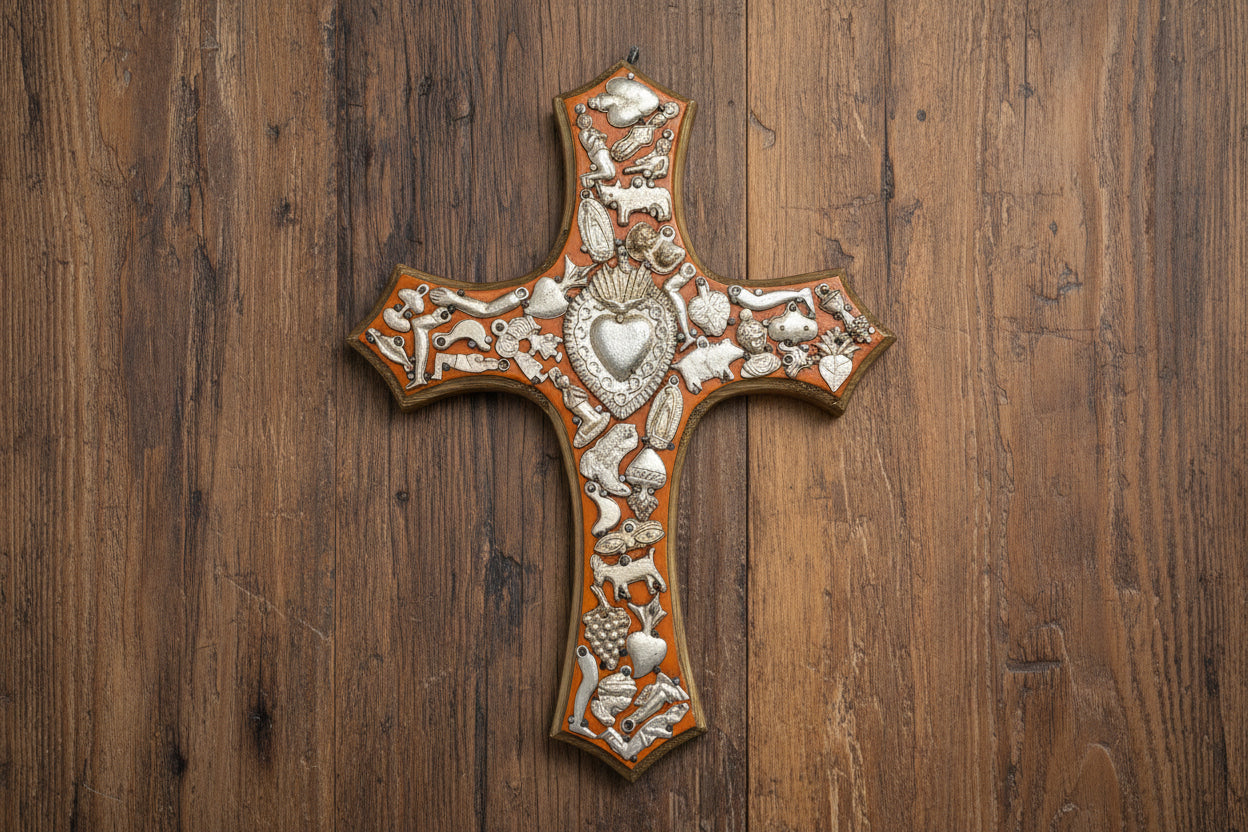 Large Wooden Crosses  with Milagros