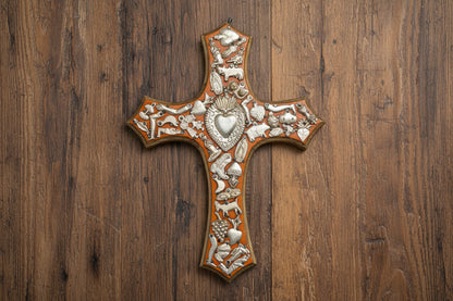 Large Wooden Crosses  with Milagros