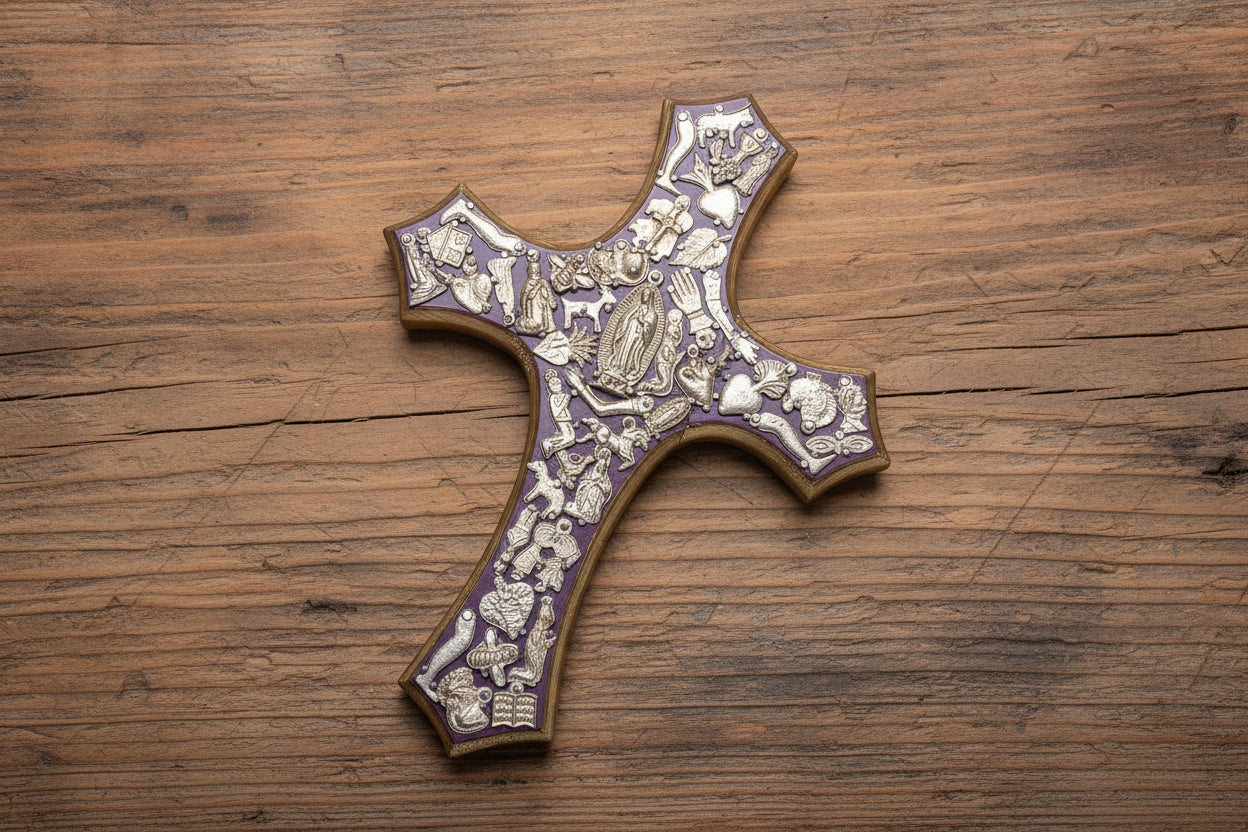 Large Wooden Crosses  with Milagros