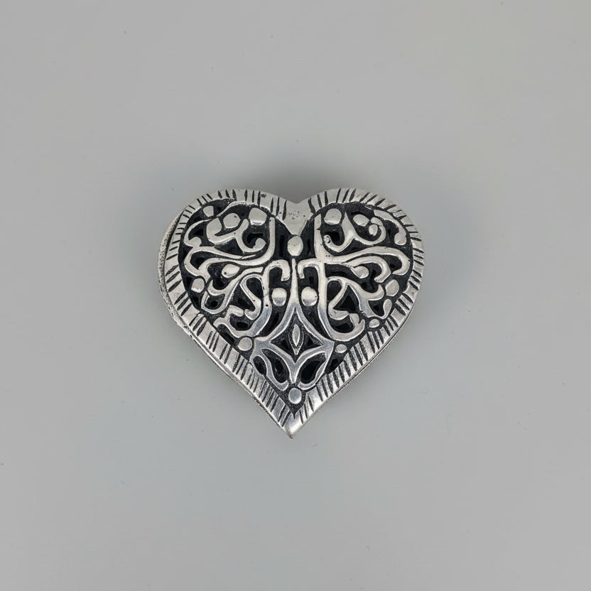 Heart Shaped  Metallic Open-work Trinket Box