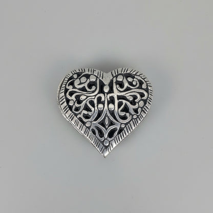 Heart Shaped  Metallic Open-work Trinket Box