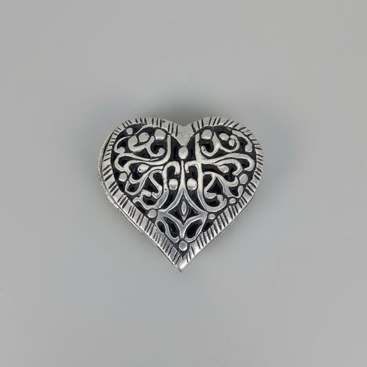 Heart Shaped  Metallic Open-work Trinket Box