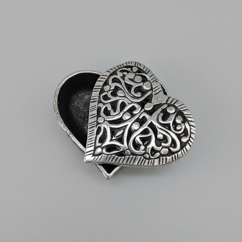 Heart Shaped  Metallic Open-work Trinket Box
