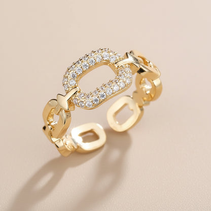 Chain Buckle Square Adjustable Ring For Women
