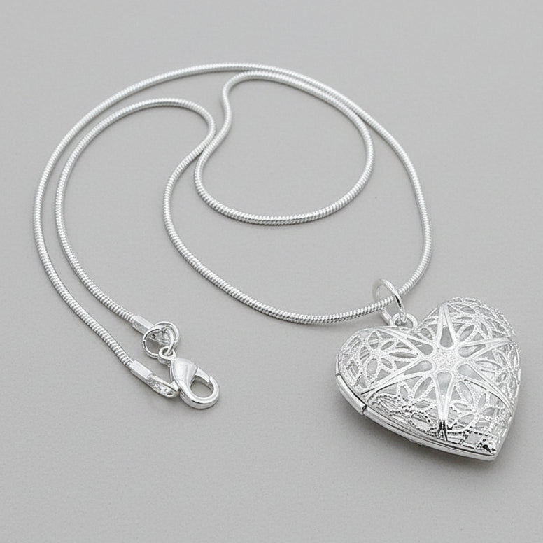 Photo Frame Pendant Necklace  Snake Chain