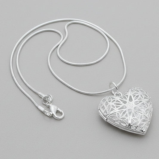 Photo Frame Pendant Necklace  Snake Chain