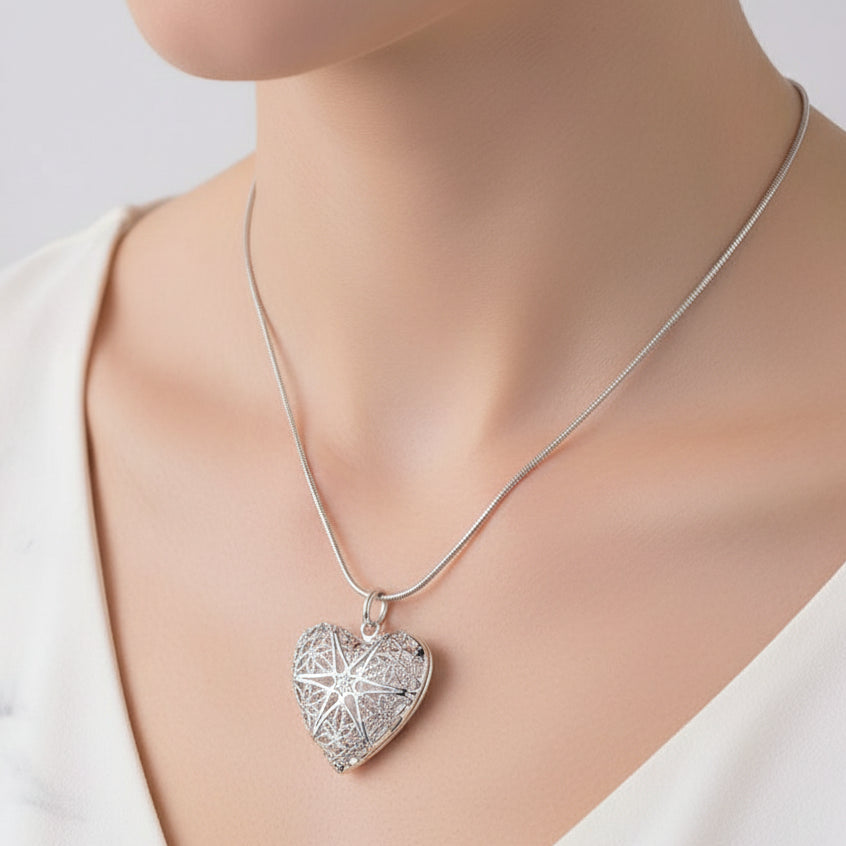 Photo Frame Pendant Necklace  Snake Chain