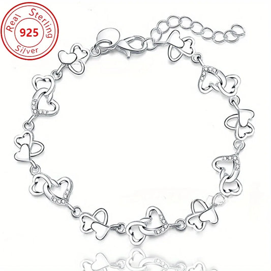 925 Sterling Silver Hearts Bracelet for women
