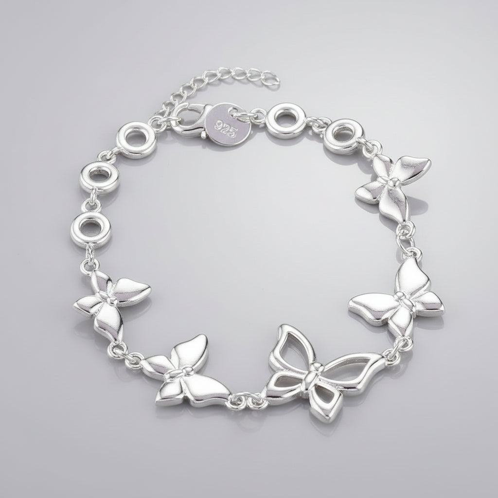 925 Sterling Silver Butterfly Chain Bracelet
