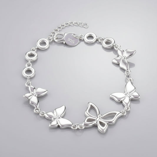 925 Sterling Silver Butterfly Chain Bracelet