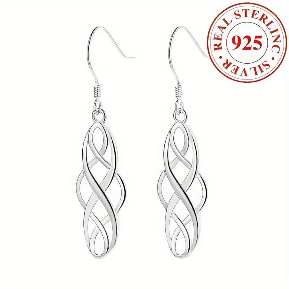 925 Sterling Silver Delicate Cross-Shaped Openwork Earrings