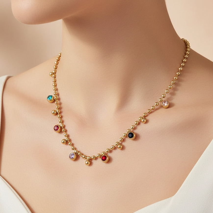 Multicolor Crystal Zircon Necklace