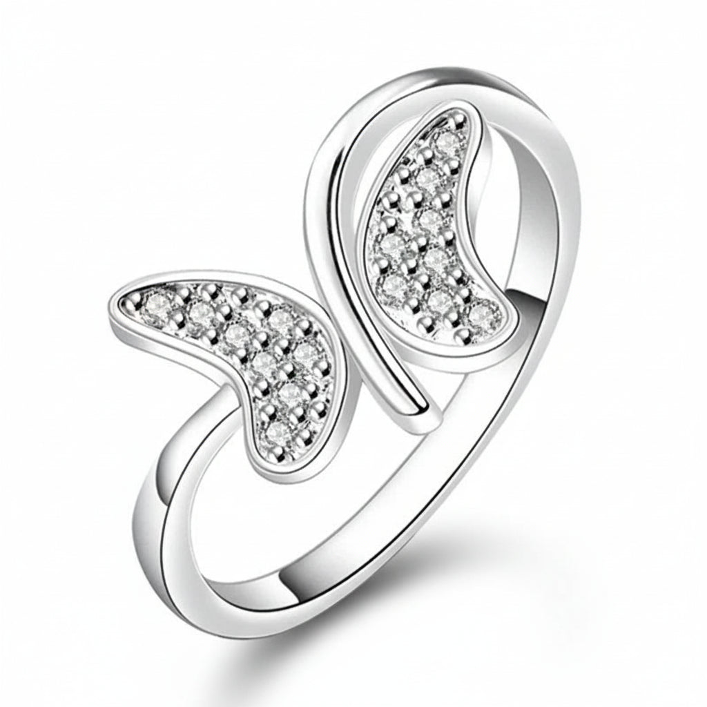 Butterfly Zircon Ring Silver Color