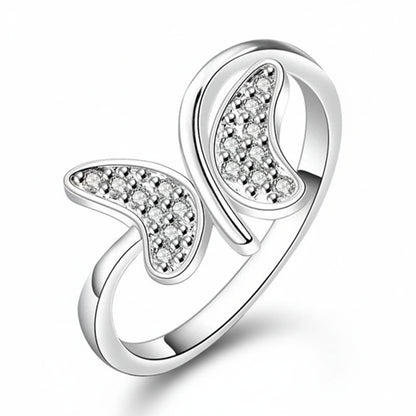 Butterfly Zircon Ring Silver Color