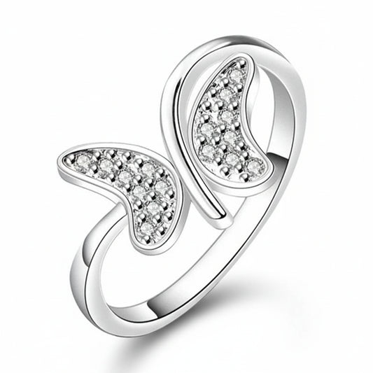 Butterfly Zircon Ring Silver Color