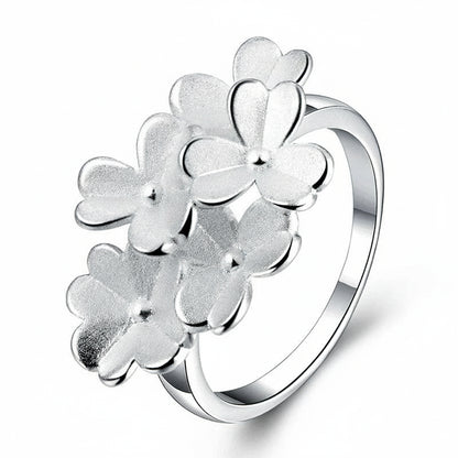 Silver Color Flowers Ring