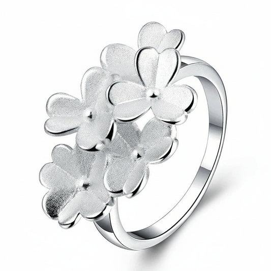 Silver Color Flowers Ring