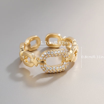 Chain Buckle Square Adjustable Ring For Women