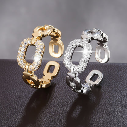 Chain Buckle Square Adjustable Ring For Women