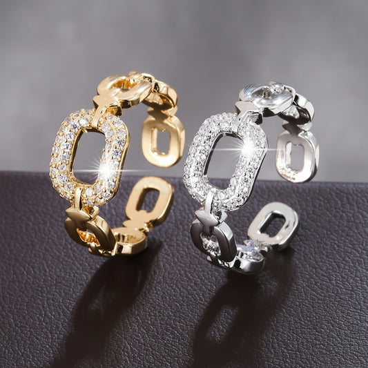 Chain Buckle Square Adjustable Ring For Women