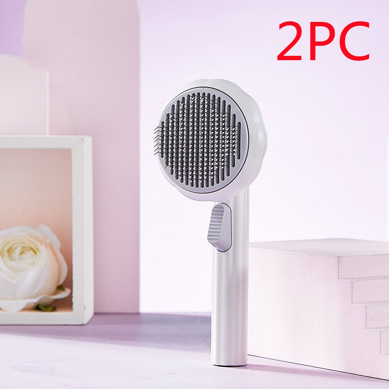 New Pet Brush Hand-held Steel Wire Self-cleaning Comb Looper For Hair Removal