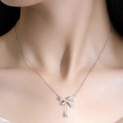 Sterling Silver  Bow Motif Necklace