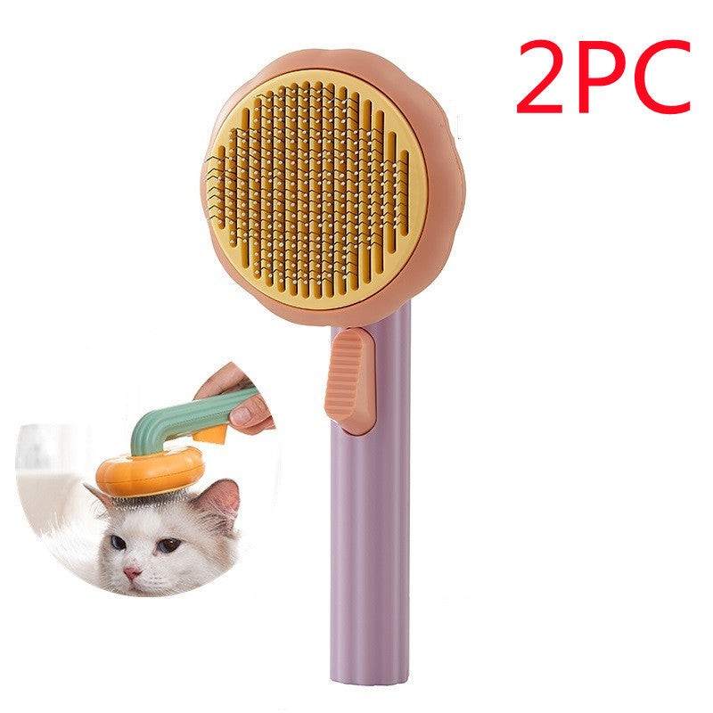 New Pet Brush Hand-held Steel Wire Self-cleaning Comb Looper For Hair Removal